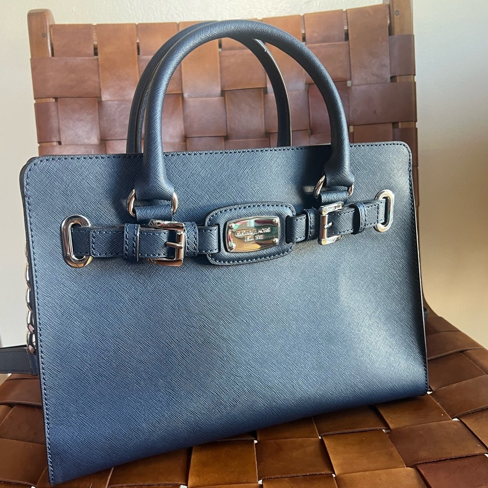 Michael Kors hamilton tote/ Satchel navy Leather